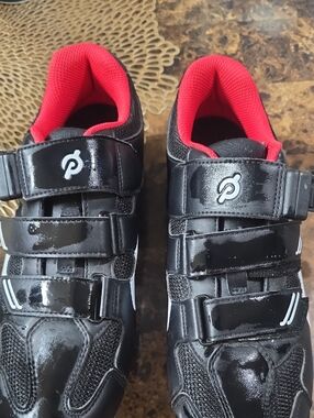 Peloton Black Cycling Shoes with Red Interior